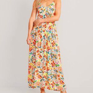 NWOT SZL Old Navy/Gap Fit & Flare Crinkle Halter maxi dress. lightweight. flowy